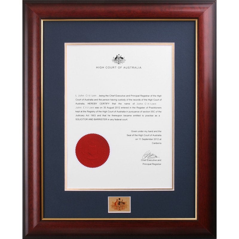 High Court Admission Jackson Frames